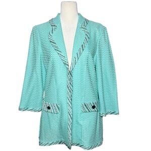 Ming Wang Women's‎ Box Weave Knit Cardigan Jacket Small Mint Green Office Blazer